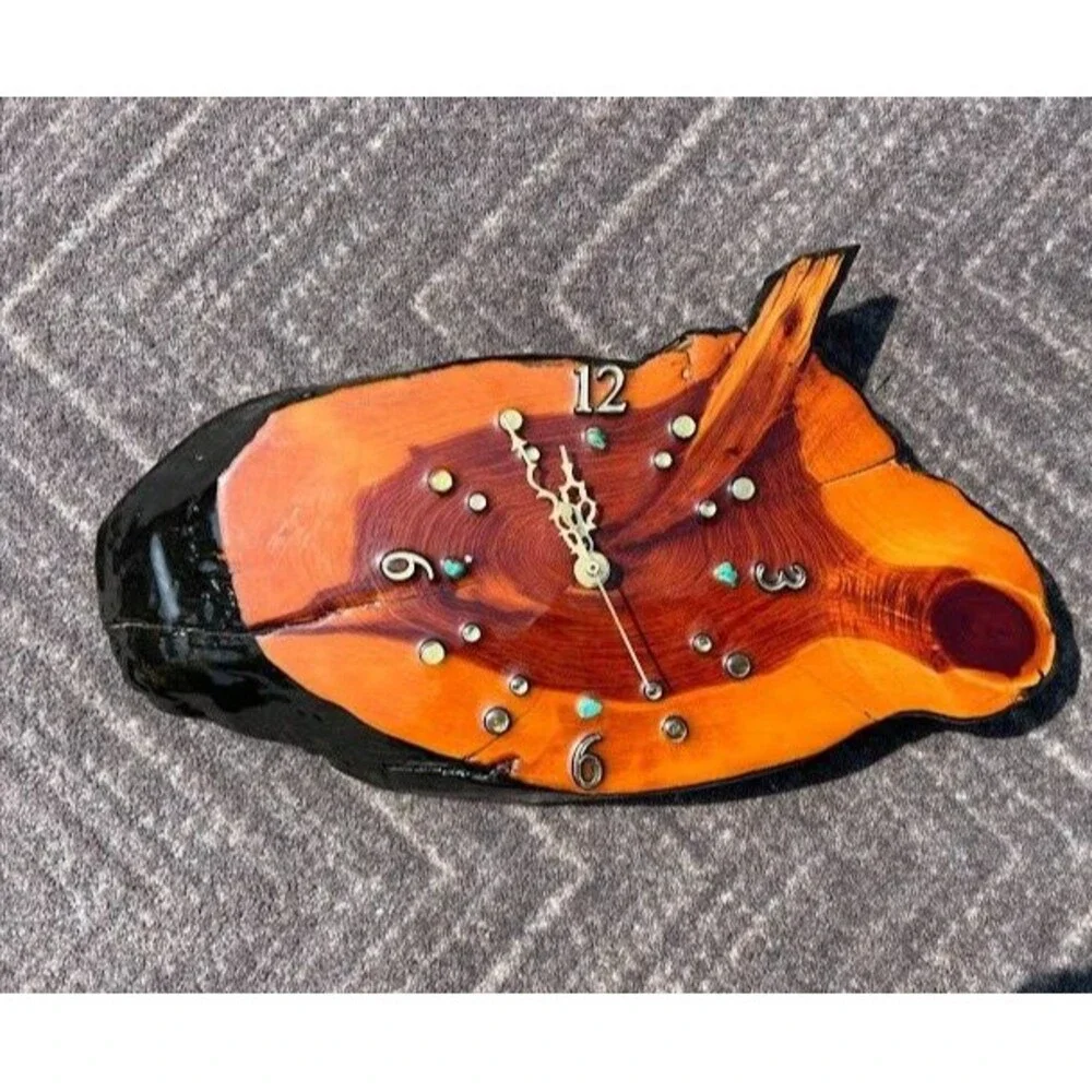 Cedar Lacquered Natural Wood Wall Clock Bird Shaped Analog WORKING 15